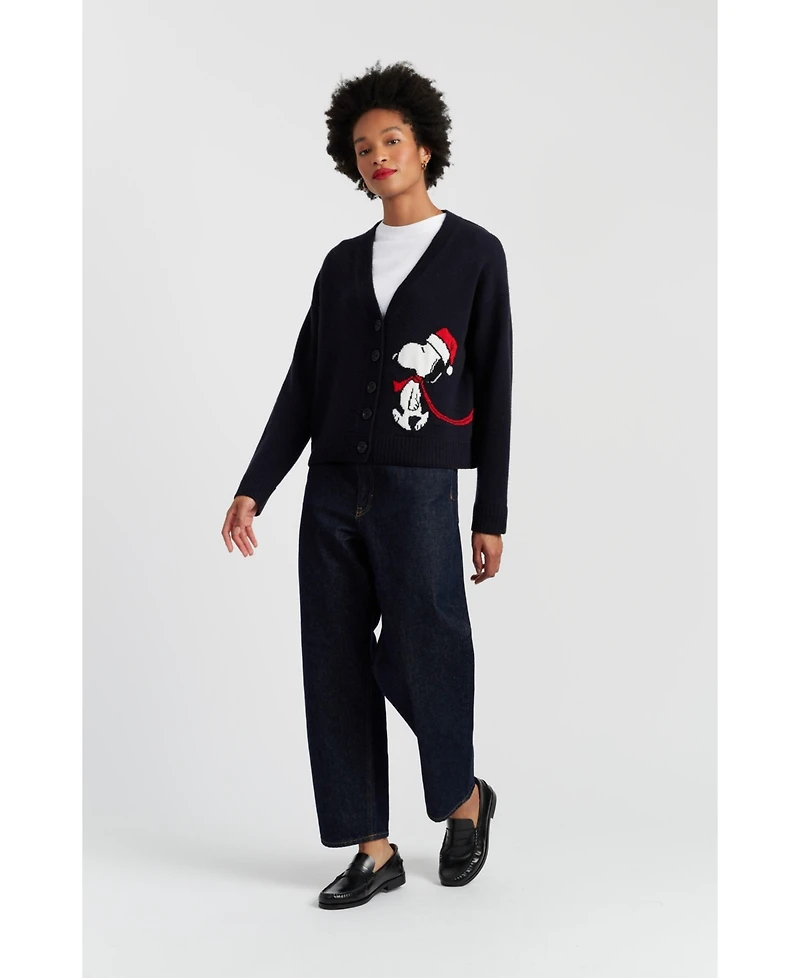 Chinti & Parker Women's Wool-Cashmere Holiday Snoopy Cardigan