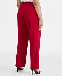 Ak Anne Klein Plus Pull-On Mid-Rise Straight-Leg Pants