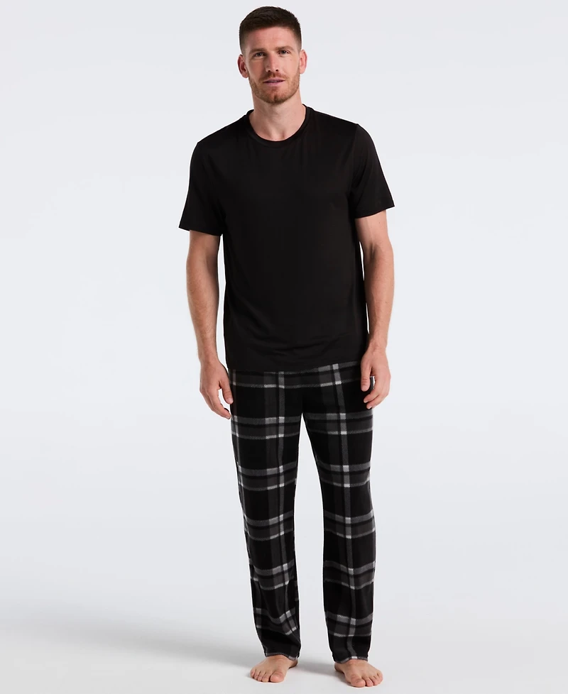 Perry Ellis Portfolio Men's Fleece Plaid Pants