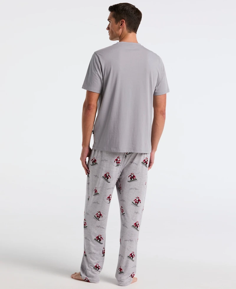 Perry Ellis Portfolio Men's Deluxe Snowboard Santa Print Sleep Pants