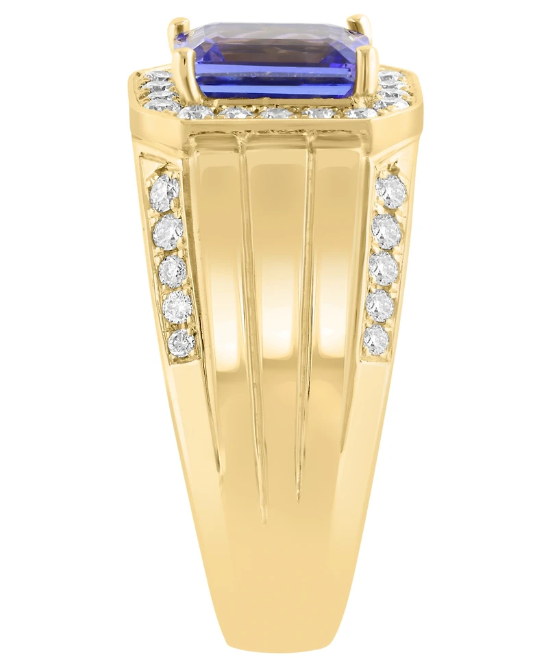 Effy Collection Men's Diamond (1/2 ct. t.w.) and Tanzanite (1-1/3 ct. t.w.) Ring in 14K Yellow Gold