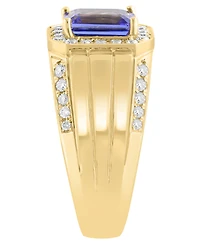 Effy Collection Men's Diamond (1/2 ct. t.w.) and Tanzanite (1-1/3 ct. t.w.) Ring in 14K Yellow Gold