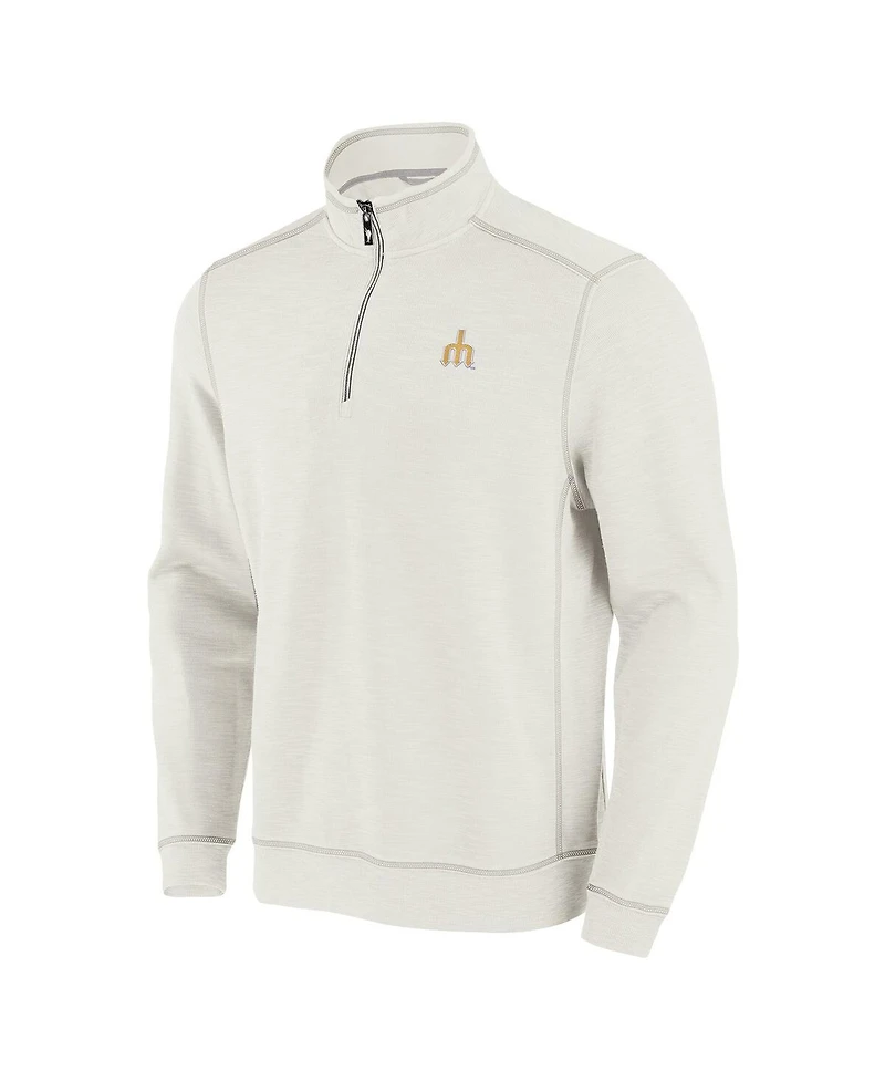 Tommy Bahama Men's Cream Seattle Mariners Sport Tobago Bay Tri-Blend Half-Zip Sweatshirt