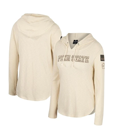 Colosseum Women's Cream Penn State Nittany Lions Oht Military Appreciation Casey Raglan Long Sleeve Hoodie T-Shirt