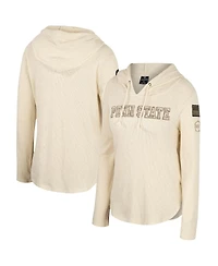 Colosseum Women's Cream Penn State Nittany Lions Oht Military Appreciation Casey Raglan Long Sleeve Hoodie T-Shirt
