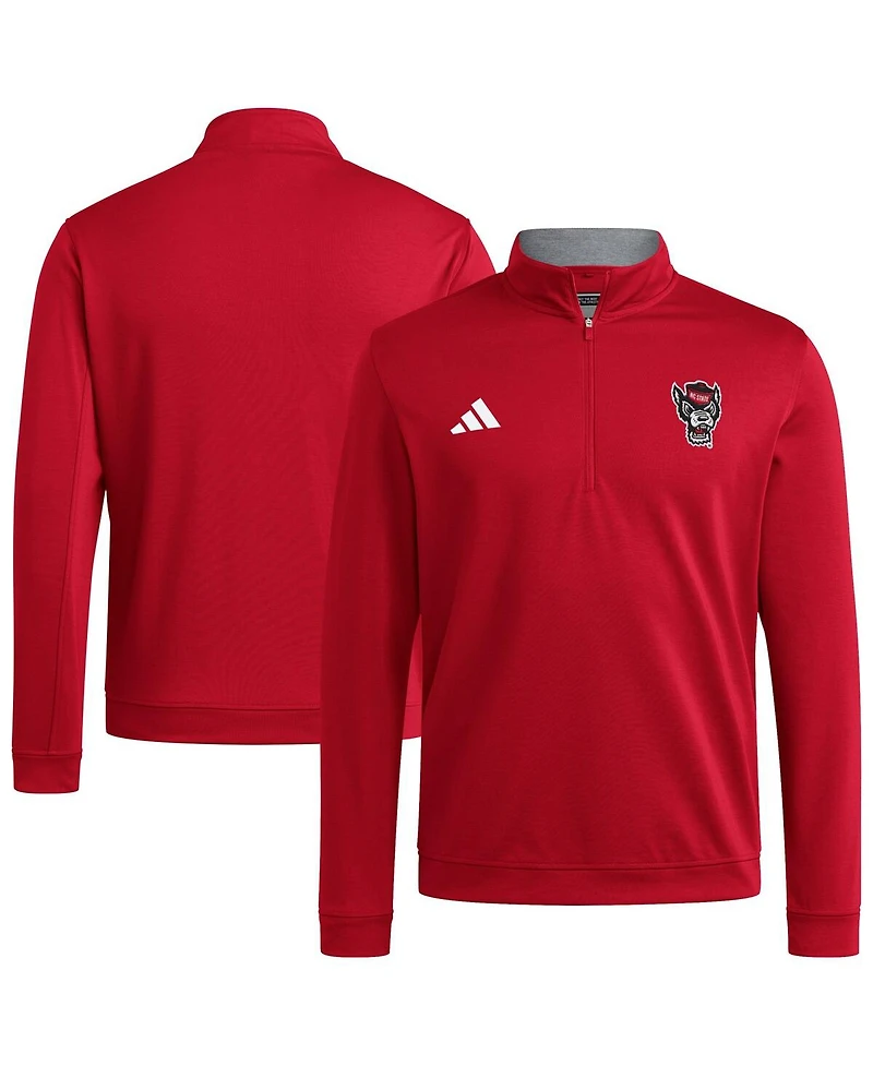 Adidas Men's Red Nc State Wolfpack Elevated Tri-Blend Quarter-Zip Pullover Sweatshirt