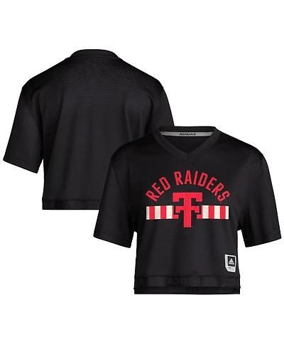 Adidas Women's Black Texas Tech Red Raiders Throwback Cropped T-Shirt