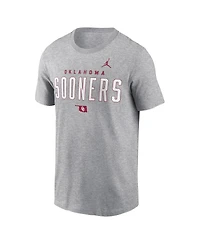 Jordan Men's Heather Gray Oklahoma Sooners Campus 2-Hit Primary Mascot T-Shirt