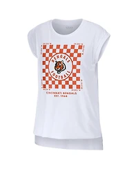 Wear by Erin Andrews Women's White Cincinnati Bengals Checker Muscle Tank Top