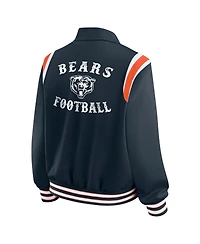 Wear by Erin Andrews Women's Navy Chicago Bears Varsity Lightweight Full-Snap Jacket