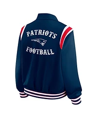 Wear by Erin Andrews Women's Navy New England Patriots Varsity Lightweight Full-Snap Jacket