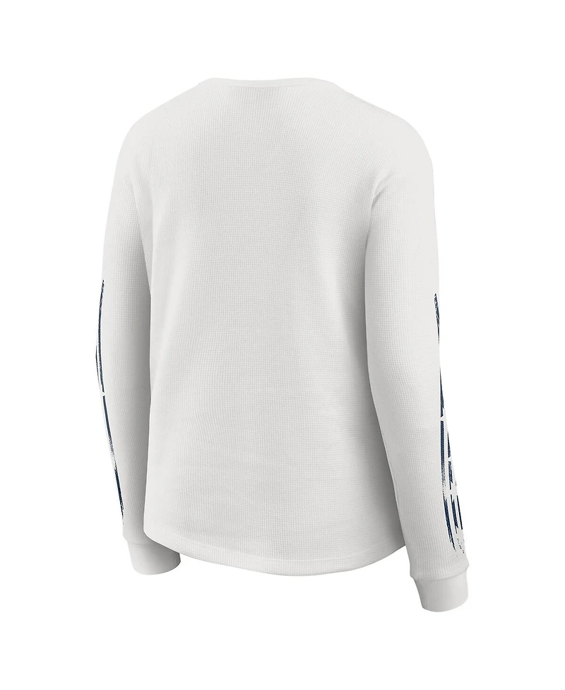 Wear by Erin Andrews Women's White Denver Broncos Graphic Waffle Long-Sleeve T-Shirt