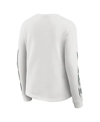 Wear by Erin Andrews Women's White Green Bay Packers Graphic Waffle Long-Sleeve T-Shirt