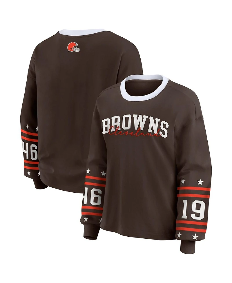 Wear by Erin Andrews Women's Brown Cleveland Browns Sport Long-Sleeve T-Shirt