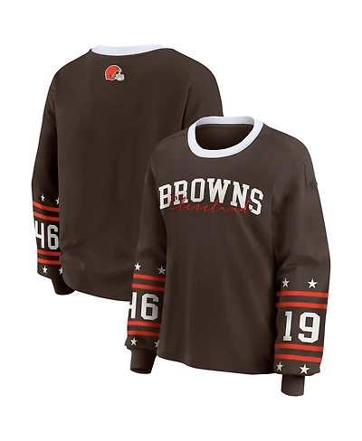 Wear by Erin Andrews Women's Brown Cleveland Browns Sport Long-Sleeve T-Shirt