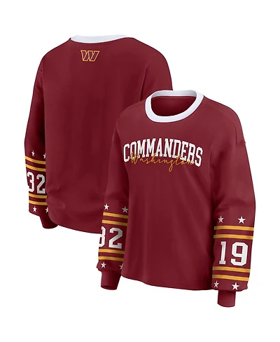 Wear by Erin Andrews Women's Burgundy Washington Commanders Sport Long-Sleeve T-Shirt
