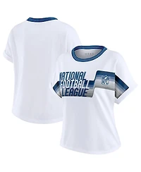 Wear by Erin Andrews Women's White Nfl Cropped Center Stripe Dolman T-Shirt