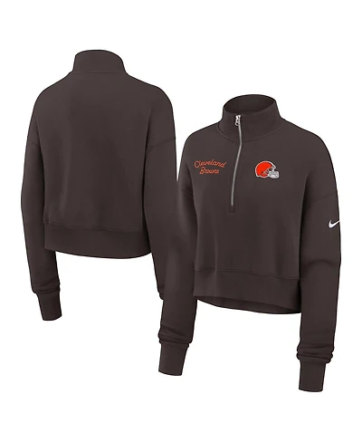Nike Women's Brown Cleveland Browns Primetime Phoenix Half-Zip Sweatshirt