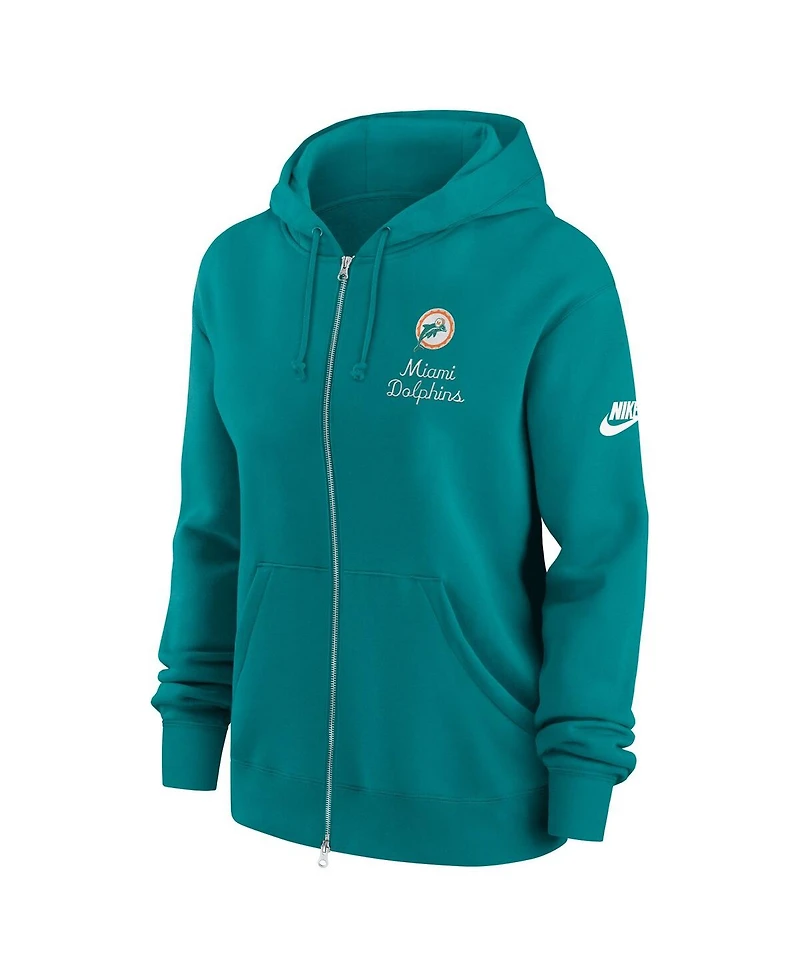 Nike Women's Aqua Miami Dolphins Phoenix Rewind Full-Zip Hoodie