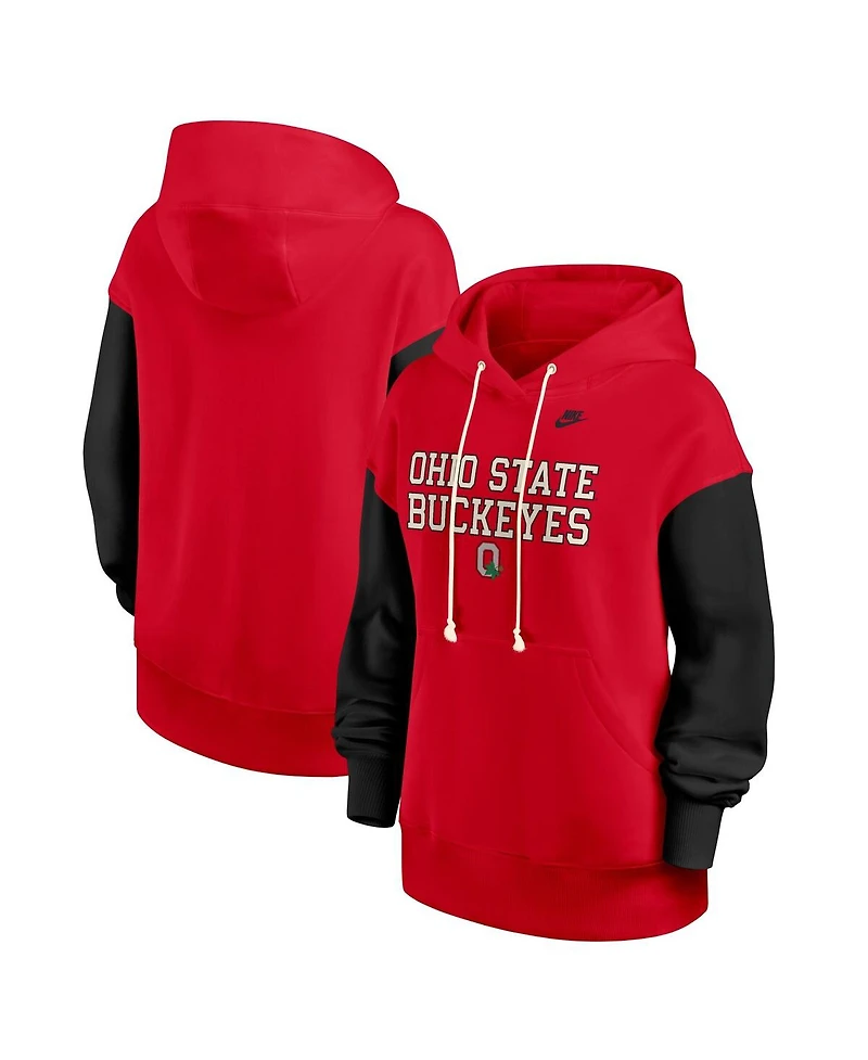 Nike Women's Scarlet/Black Ohio State Buckeyes Oversized Legacy Phoenix Pullover Hoodie