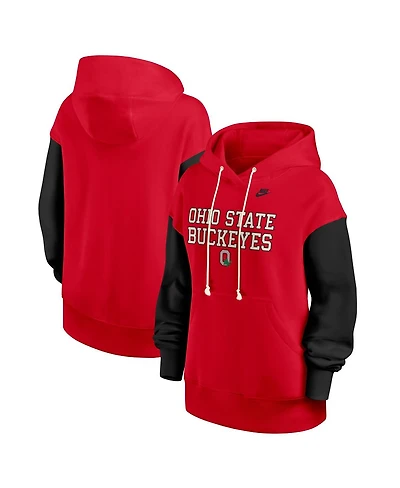 Nike Women's Scarlet/Black Ohio State Buckeyes Oversized Legacy Phoenix Pullover Hoodie