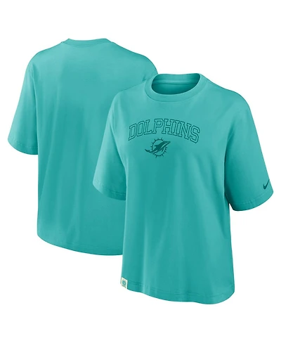 Nike Women's Aqua Miami Dolphins Glory Arch Boxy T-Shirt