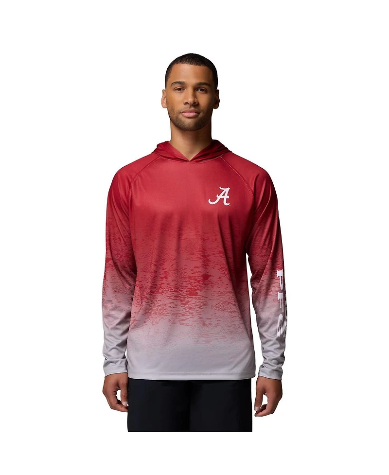 Columbia Men's Crimson Alabama Tide Pfg Gradient Water Super Terminal Tackle Hoodie Omni-Wick T-Shirt