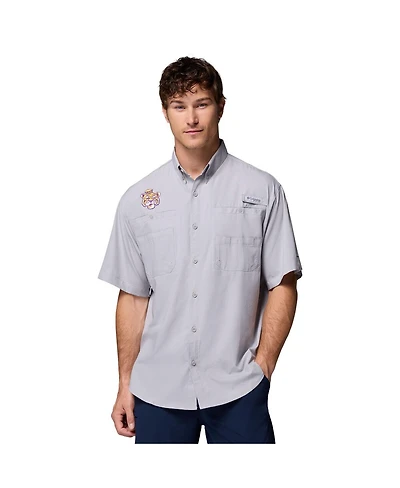 Columbia Men's Gray Lsu Tigers Tamiami Omni-Shade Button-Down Shirt
