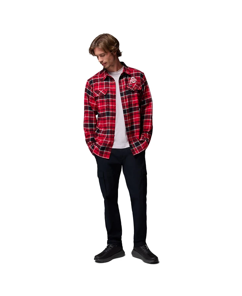 Columbia Men's Scarlet Ohio State Buckeyes Flare Gun Omni-Wick Flannel Long Sleeve Button-Up Shirt