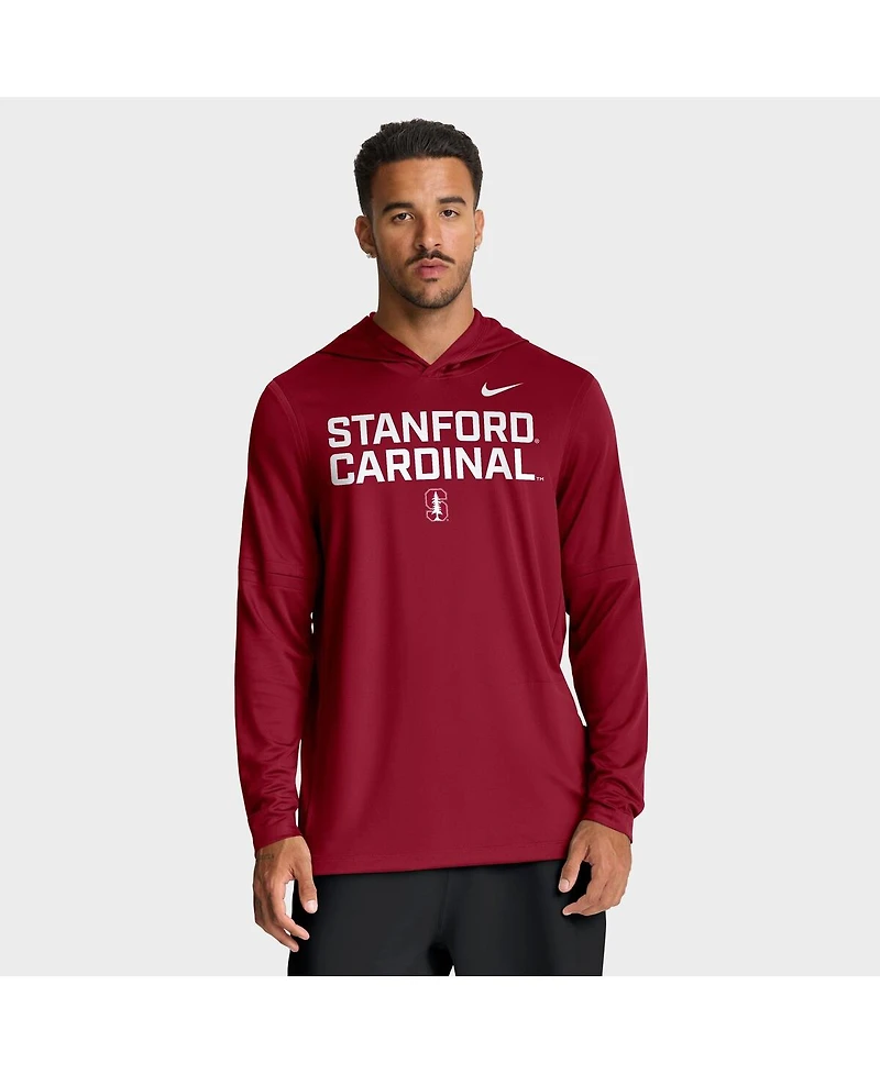 Nike Men's Cardinal Stanford 2025 Sideline Dri-fit Long Sleeve Hoodie T-Shirt