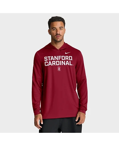 Nike Men's Cardinal Stanford 2025 Sideline Dri-fit Long Sleeve Hoodie T-Shirt