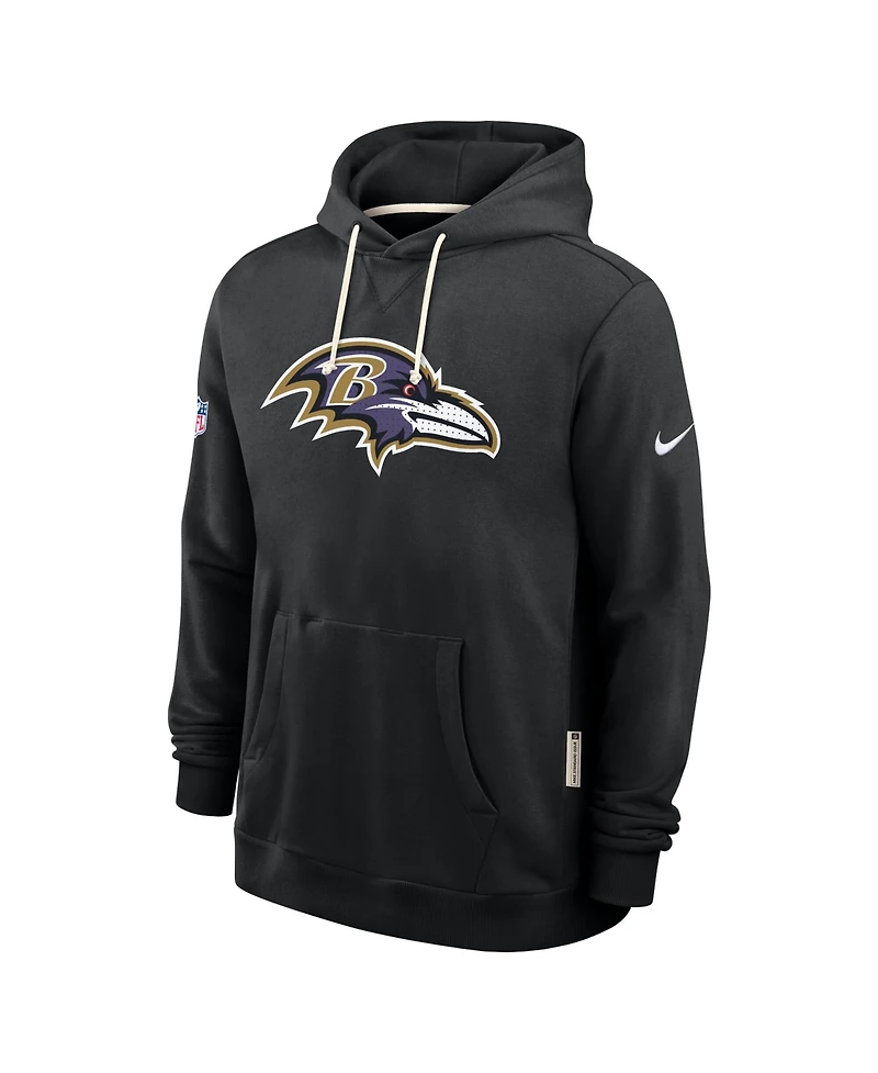 Nike Men's Black Baltimore Ravens Sideline Standard Issue Initial Home Dri-fit Hoodie