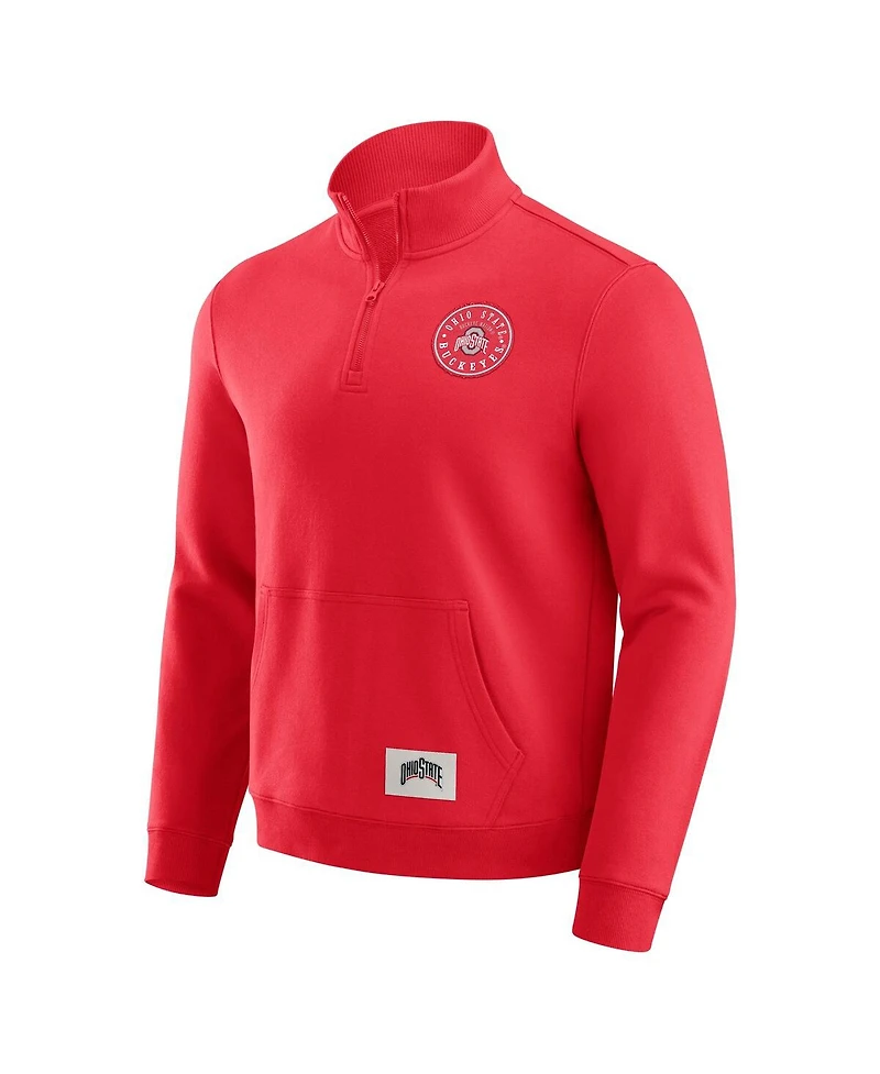 Darius Rucker Collection by Fanatics Men's Scarlet Ohio State Buckeyes Quarter-Zip Pullover Sweatshirt