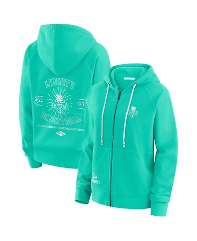 Wear by Erin Andrews Women's Mint New York Liberty Vintage Full-Zip Hoodie