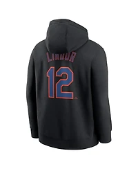 Nike Men's Francisco Lindor Black New York Mets Player Name Number Club Pullover Hoodie