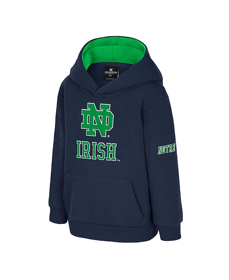 Colosseum Toddler Navy Notre Dame Fighting Irish Big Logo Volume Fleece Pullover Hoodie
