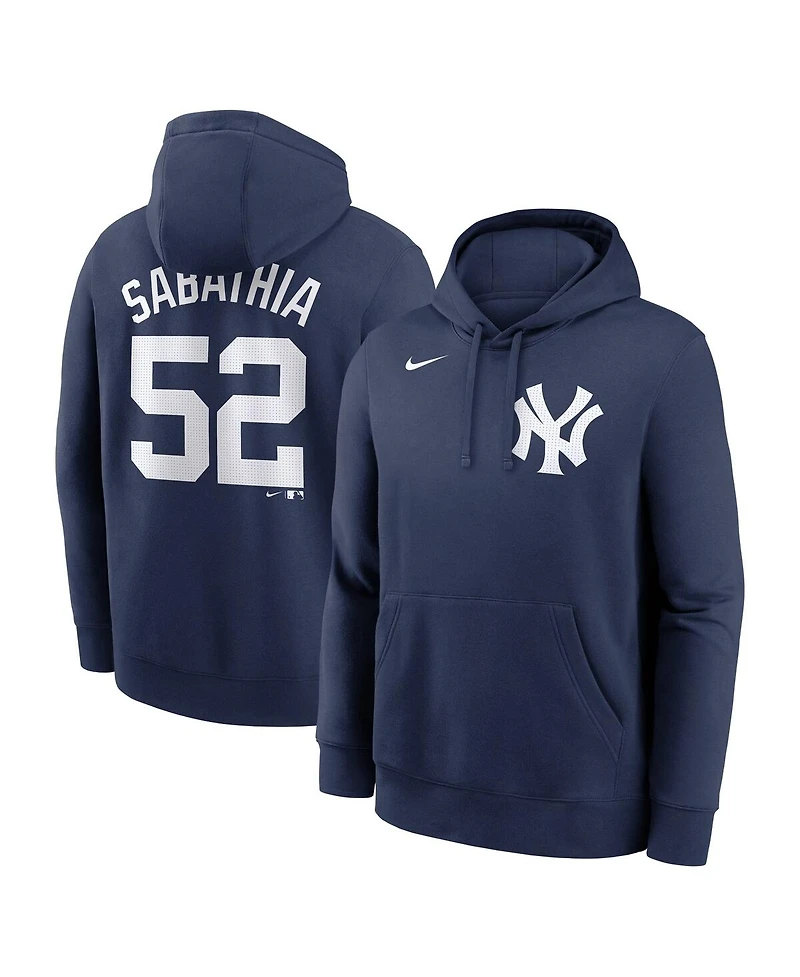 Nike Men's Cc Sabathia Navy New York Yankees Retired Player Name Number Club Pullover Hoodie