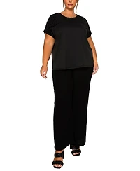 Coin 1804 Plus Cheetah Burnout Contrast Yoke Dolman Top