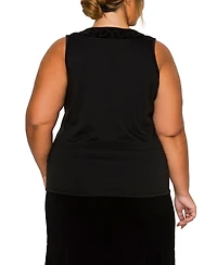 Coin 1804 Plus Cheetah Burnout Contrast Neck Inset Tank Top