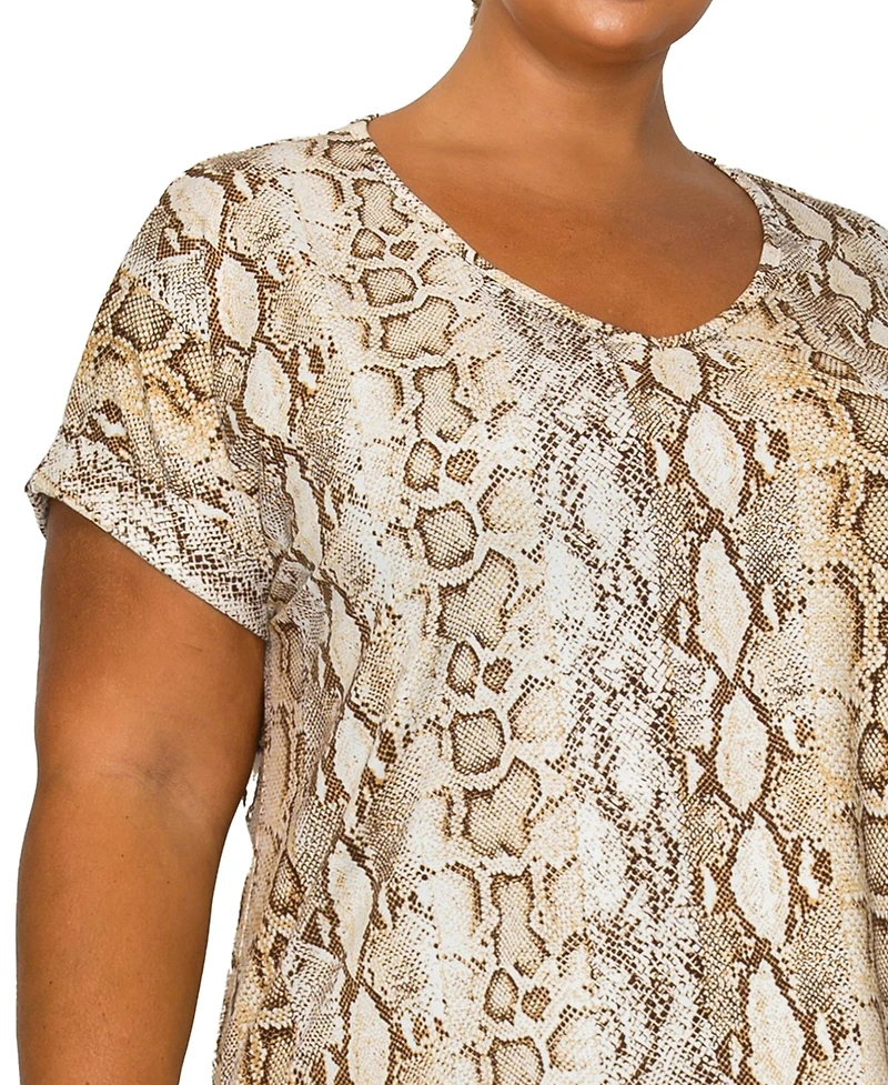 Coin 1804 Plus Python Rolled Short Sleeve Top