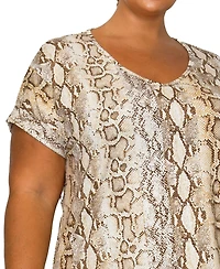 Coin 1804 Plus Python Rolled Short Sleeve Top