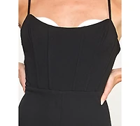 Seni & Cade Juniors' Scuba Crepe Contrast Peekaboo Jumpsuit