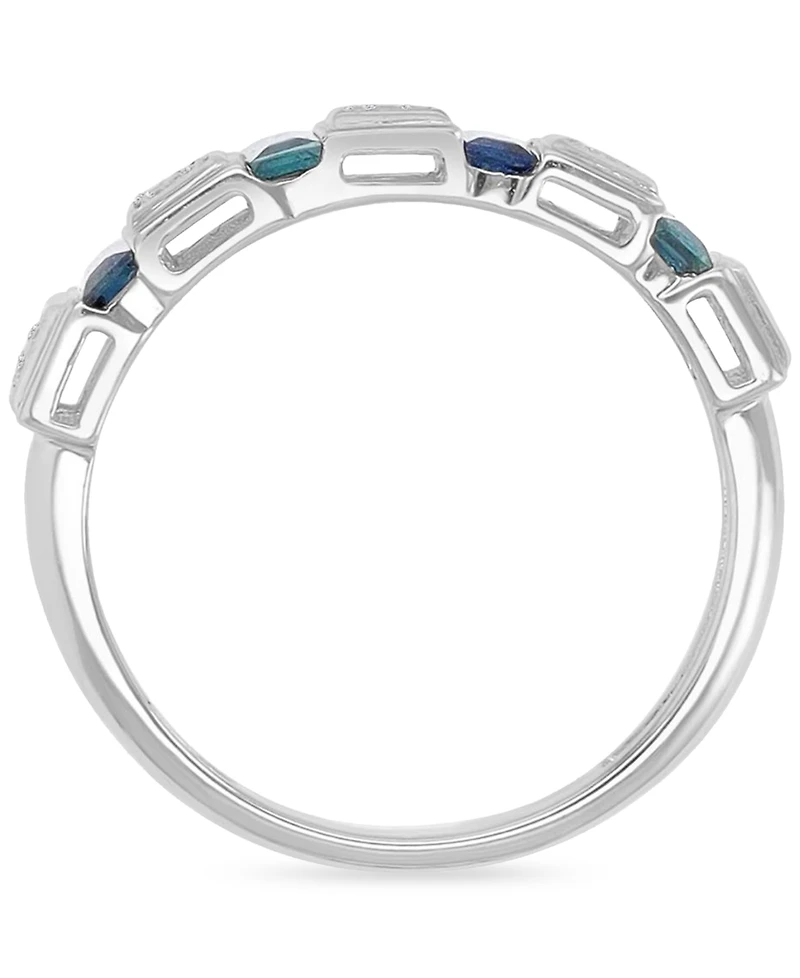 Macy's Diamond (0.129 ct. t.w.) and Blue Sapphire (0.592 Ring Sterling Silver