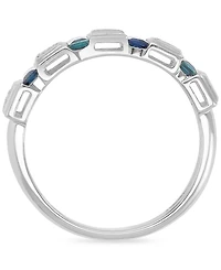 Macy's Diamond (0.129 ct. t.w.) and Blue Sapphire (0.592 Ring Sterling Silver