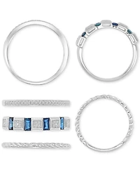 Macy's Diamond (0.129 ct. t.w.) and Blue Sapphire (0.592 Ring Sterling Silver