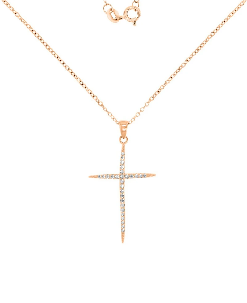 Macy's Cubic Zirconia Necklace (0.303 ct.t.w.) in 14k Rose Gold Over Sterling Silver