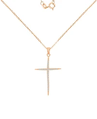Macy's Cubic Zirconia Necklace (0.303 ct.t.w.) in 14k Rose Gold Over Sterling Silver