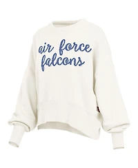 Pressbox Women's Cream Air Force Falcons Oversized Chelsea Waist Length Pullover Sweatshirt