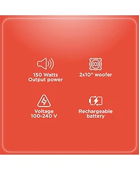 RadioShack 150W Party Tower Pa Speaker with Two 10 inch Woofers, Lights and Wheels For Easy Mobility 4001966
