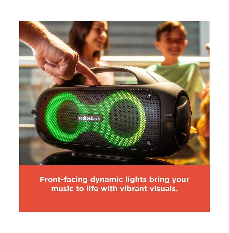 RadioShack 60W Black and Gray Wireless Portable Speaker With Lights True Wireless Audio And Type C-Charging Cable 4001787